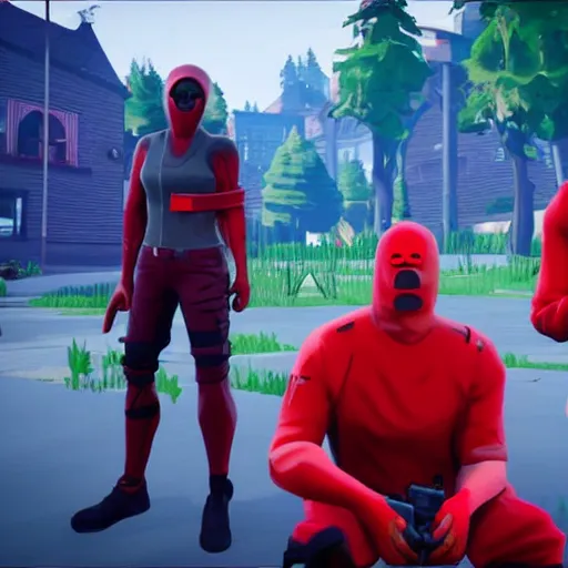 Image similar to red among us imposter crew mate from the video game among us, in fortnite, dramatic, betrayal