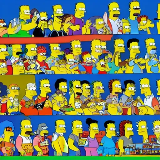 Image similar to simpsons, where's waldo, 3 d, n 6 4