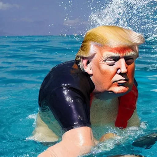 Prompt: donald trump swimming