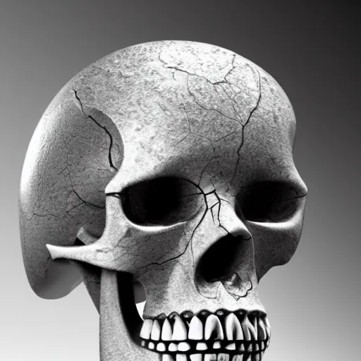 Prompt: d 2 0 merged with a skull, realistic photography, high detailed