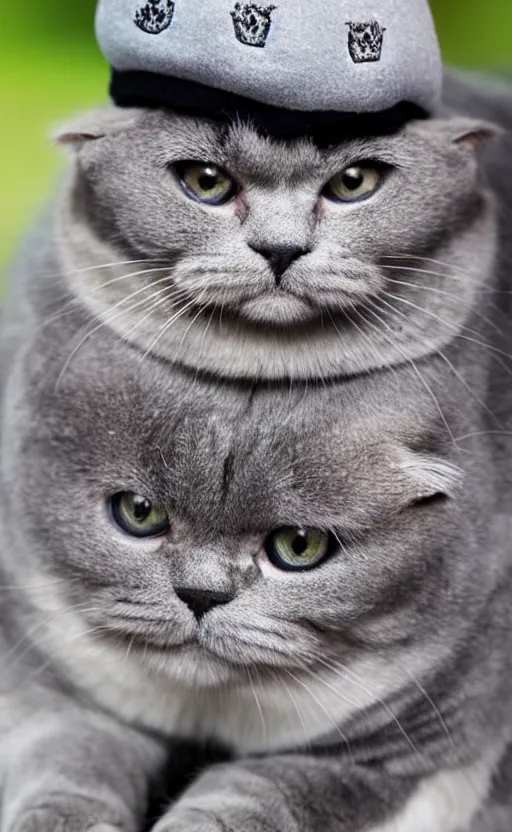 Prompt: portrait photo of scottish fold cat wearing a military hat, pure grey fur, highly detailed, high resolution, realistic photo, stunning, girls frontline style, bokeh soft, 1 0 0 mm, trending on instagram, by professional photographer, soldier clothing, shot with a canon, low saturation