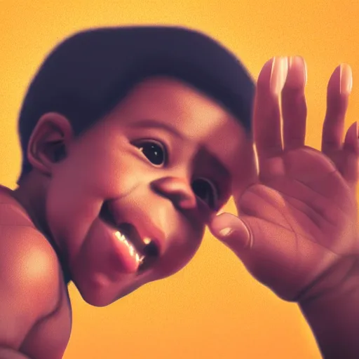 Image similar to james brown baby, splash art, detailed face, photorealistic facial features, cinematic lighting, dramatic, octane render, long lens, shallow depth of field, bokeh, anamorphic lens flare, hyper detailed, 3 5 mm film grain