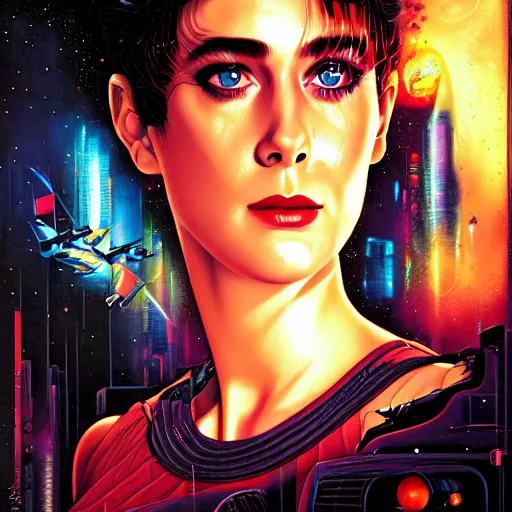 Prompt: sean young blade runner 1982 by Tristan Eaton Stanley Artgerm and Tom Bagshaw