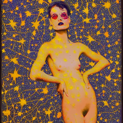 Image similar to fred tomaselli, Photoshoot Portrait Golden Wren, a beautiful Post impressionist, northern Vintage