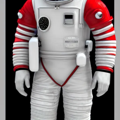 Prompt: short 3 d model of a red astronaut, with a white visor