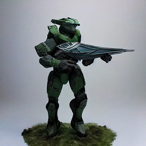 Prompt: “award winning diorama of The Arbiter on Halo. Used in Halo marketing campaign in 2007”