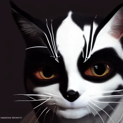 Image similar to tuxedo cat as a devil, photorealistic, 8k