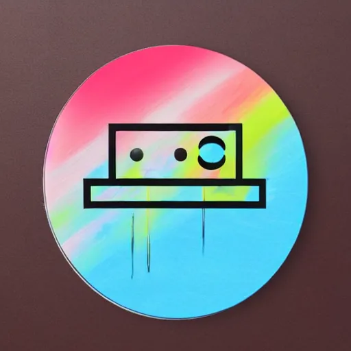 Image similar to 3 d of the mega online radio logo symbol, flat paint, acrylic, minimal, abstract, art style by joshy sly, water color, soft pastel colors, generate multiple random colors