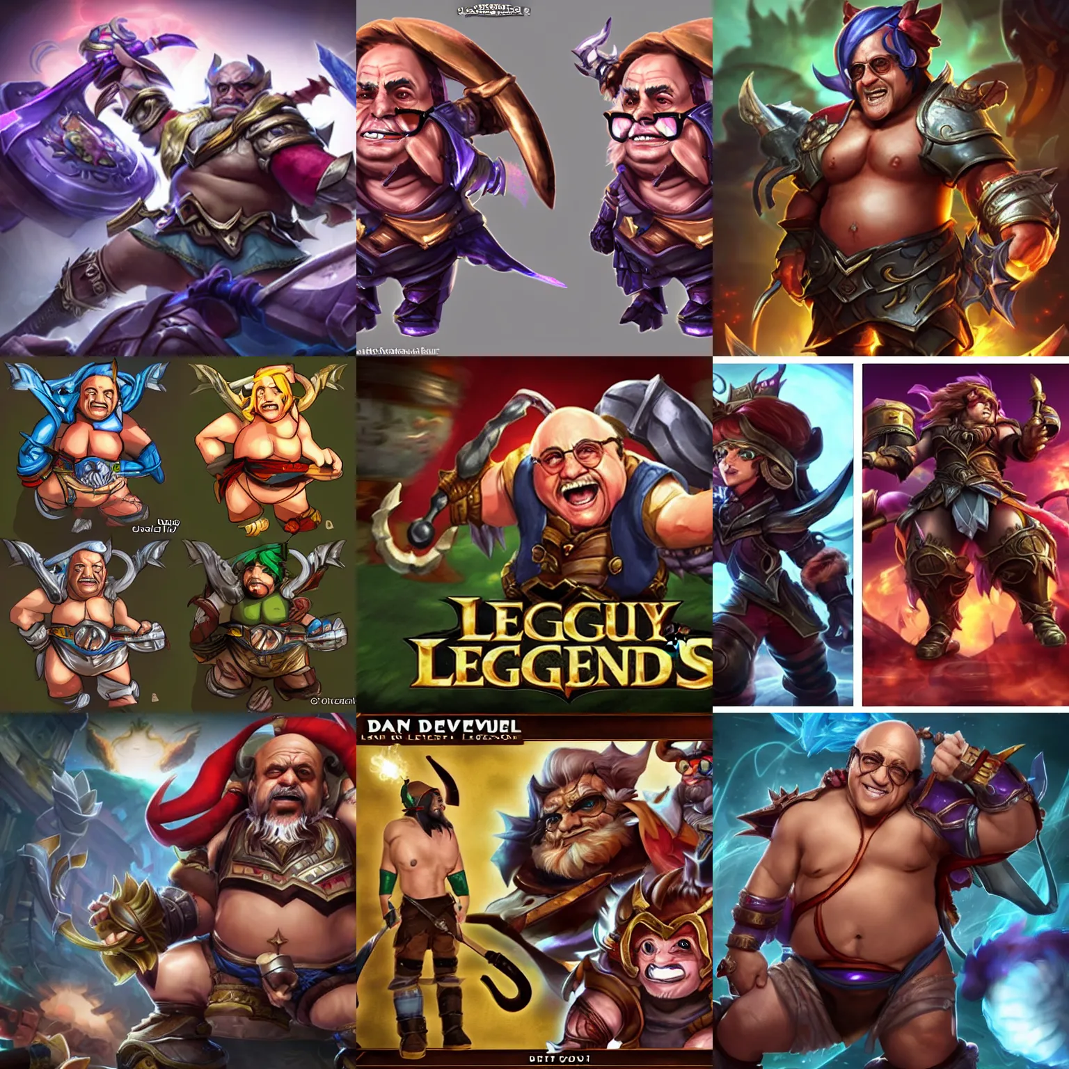 Prompt: Danny devito as league of legend character art