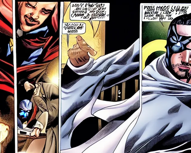 Image similar to still of moon knight vs dr. strange, in the series moon knight