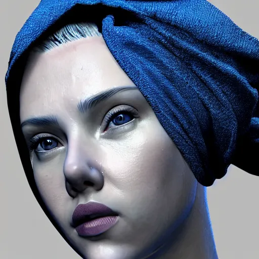 scarlett johansson blue hair wrapped in a towel | Stable Diffusion