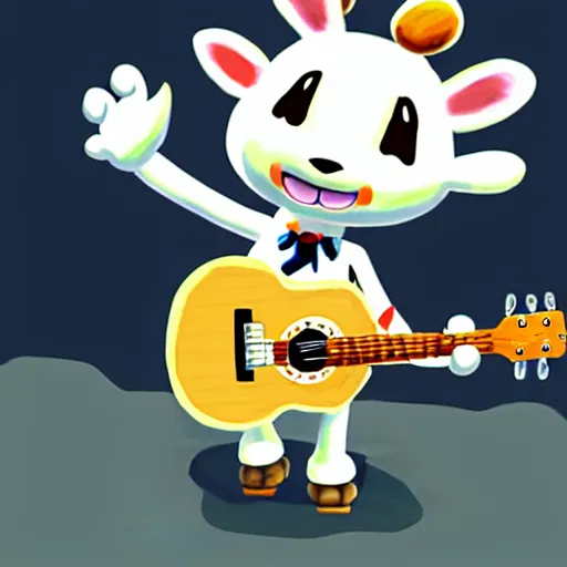 Image similar to k. k slider, animal crossing, playing guitar at a concert, fan art, concept art