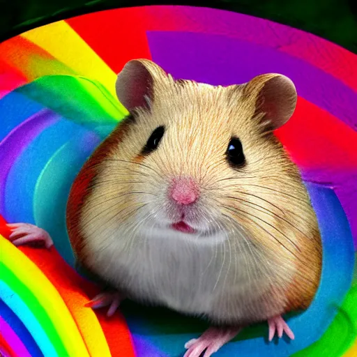 Image similar to rainbow hamster in the style of stray, 8 k, hd, light reflection