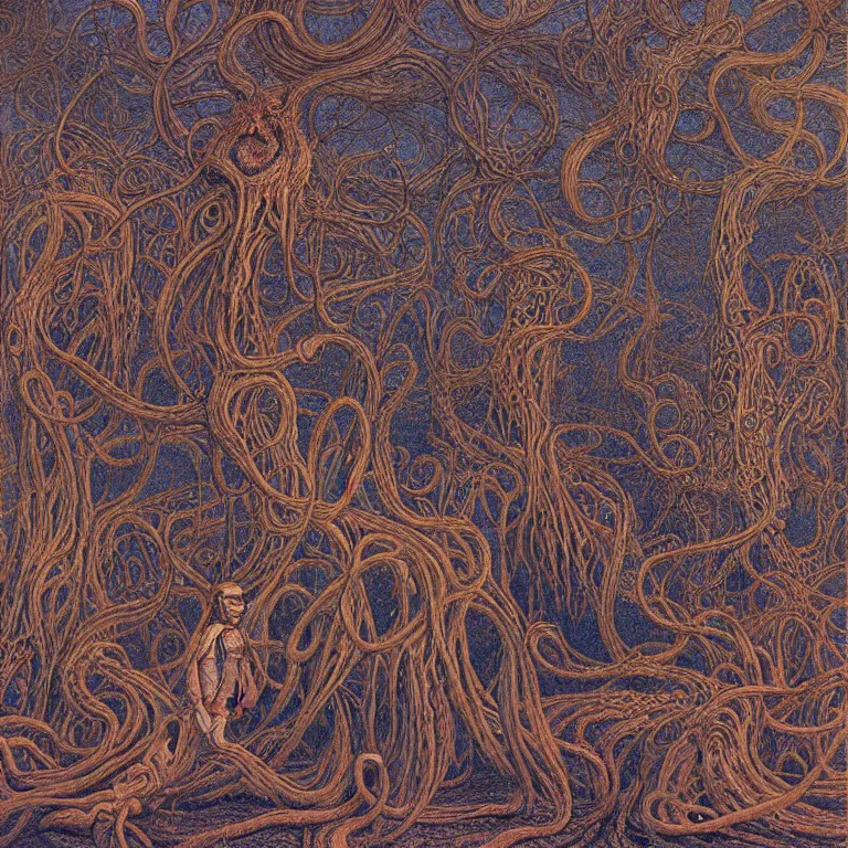 Prompt: lovecraftian seamless pattern by beksinski, jean delville,