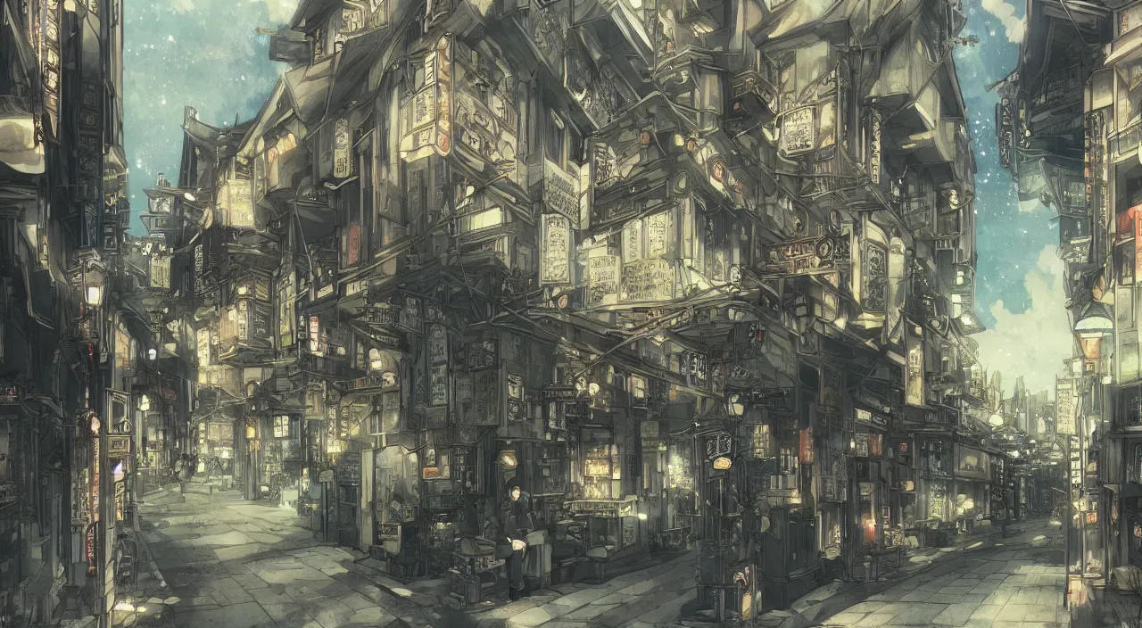 Prompt: Victorian Tokyo, Anime scenery concept art by Makoto Shinkai