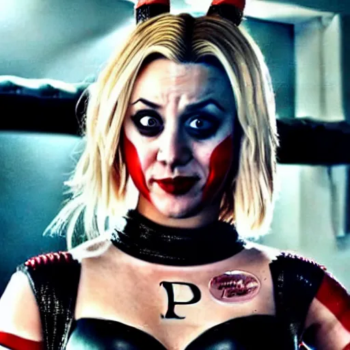 Image similar to Kaley Cuoco as Harley Quinn