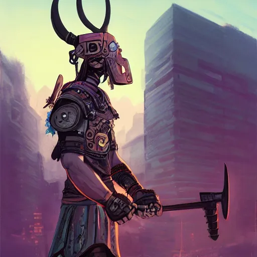 Image similar to cyberpunk viking helmet mask warrior goddess robot ninja fantasy, art gta 5 cover, official fanart behance hd artstation by jesper ejsing, by rhads, makoto shinkai and lois van baarle, ilya kuvshinov, ossdraws