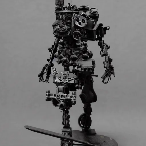 Prompt: world war one era mech, intricate, realistic, black and white