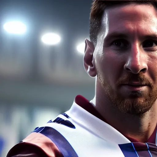 Image similar to Messi as cyborg, ultra realistic,detailed,4K,unreal engine 5,