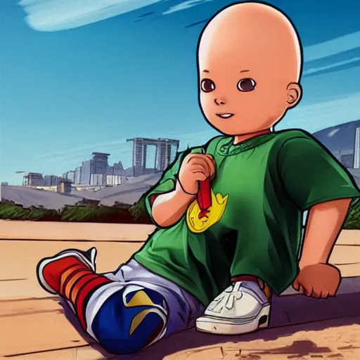 Prompt: Caillou in the style of gta san andreas, in the style of artgerm, rossdraws