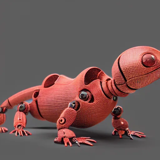 Image similar to illustration of a plastic robot chameleon designed by Luigi Colani, smooth curvature design, ultra detailed, highly capsuled, detailed full body concept art, digital art, detailed intricate elegant, octane render, futuristic, led lights, 8k