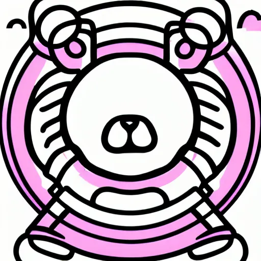 Image similar to a cute pink fluffy vector podcast logo of a streaming bear, golden ratio, iconic, award winning, line art, bold, playful