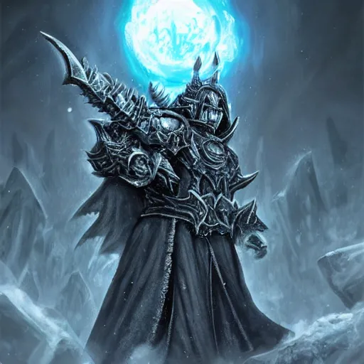 Image similar to the lich king, world of warcraft, in the style of kentaro miura, digital art, trending on artstation