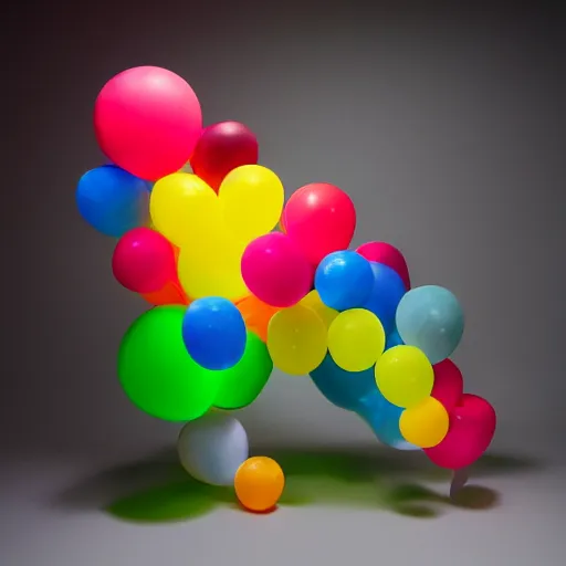 Image similar to chameleon made of balloons by masayoshi matsumoto, studio lighting, 8 k