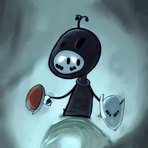 Prompt: Mr. Bean as a character in Hollow Knight