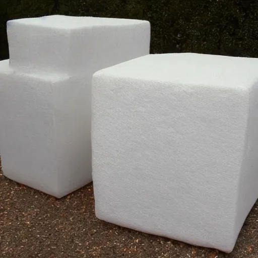 Prompt: abstract cubes sculpture made of soft cotton texture style by August Rodin