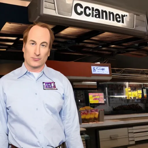 Prompt: Bob Odenkirk works as cashier McDonalds employee