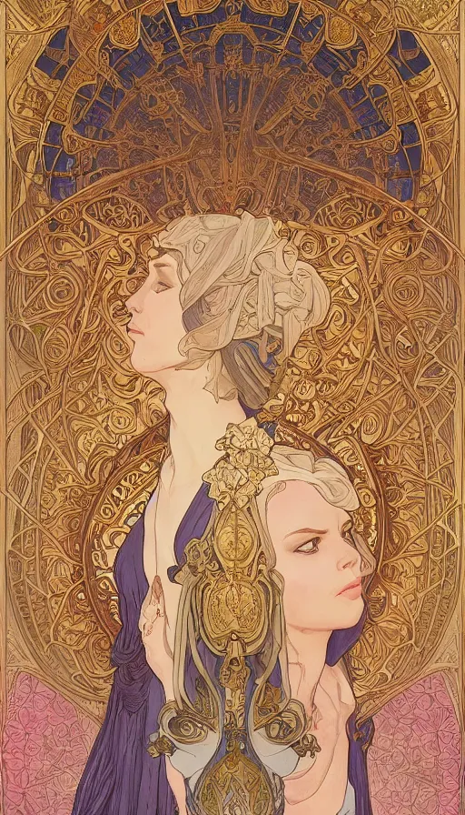 Prompt: soldiers in barde, highly detailed, very intricate, art nouveau, gold filigree, left right symmetry, tarot concept art watercolor illustration by mandy jurgens and alphonse mucha and alena aenami, featured on artstation