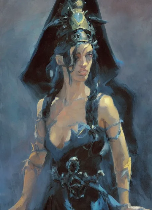 Image similar to a highly detailed beautiful portrait of a necromancer, fantasy, by gregory manchess, james gurney, james jean