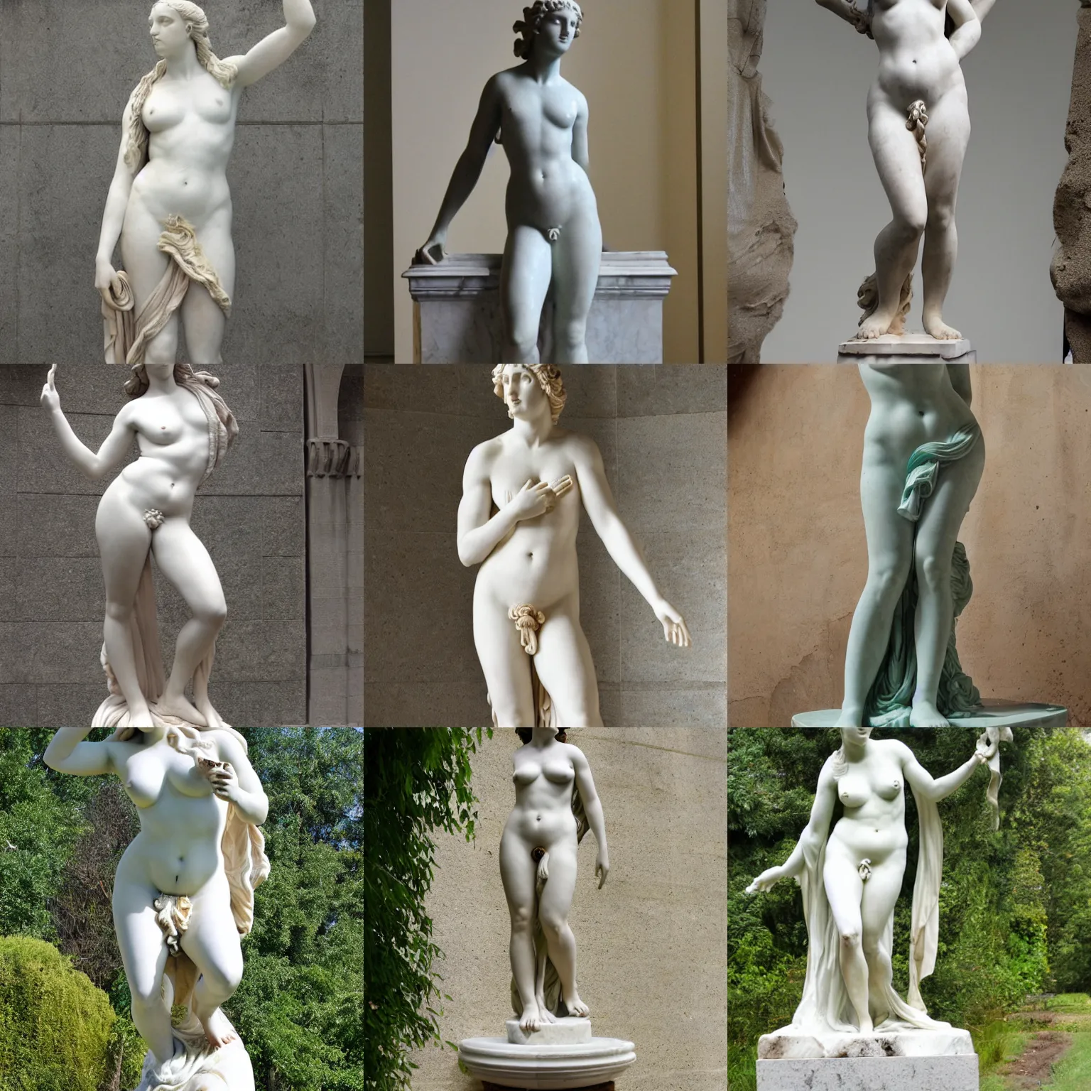 Prompt: marble statue of aphrodite wearing wet drapery