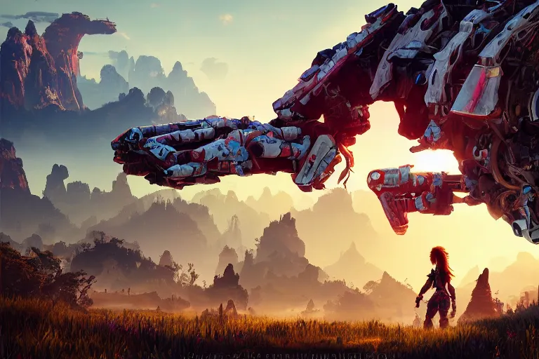 Prompt: rollerback machine creature robot of horizon forbidden west horizon zero dawn radiating a glowing aura global illumination ray tracing hdr fanart arstation by ian pesty and alena aenami artworks in 4 k