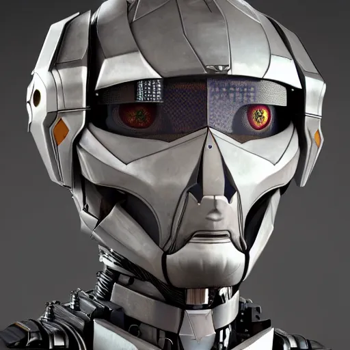 Image similar to A knight in cybernetic mecha armor, bust portrait, art by Eugenia firs ArtStation, Octane render, intricate detail, smooth, sharp focus,