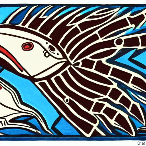 Image similar to haida, pacific northwest, formline whale, native american art