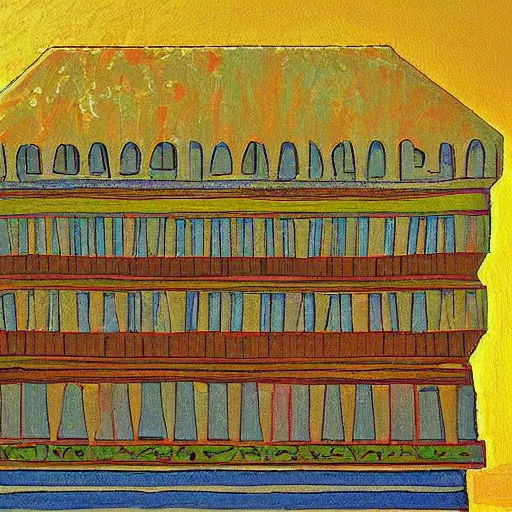 Prompt: a beautiful painting of a ziggurat