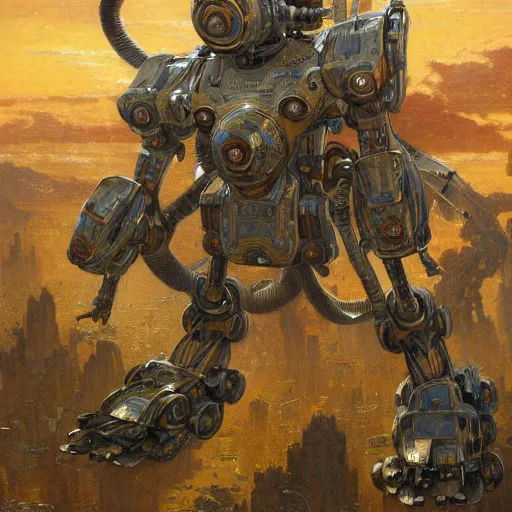 Prompt: highly detailed painting of a robotic baboon mecha, painting by gaston bussiere, craig mullins, j. c. leyendecker, lights, art by ernst haeckel, john william godward, hammershøi, alex grey, dmt, symmetric, masterpiece details, hyper - detailed, hd, hdr, 4 k, 8 k