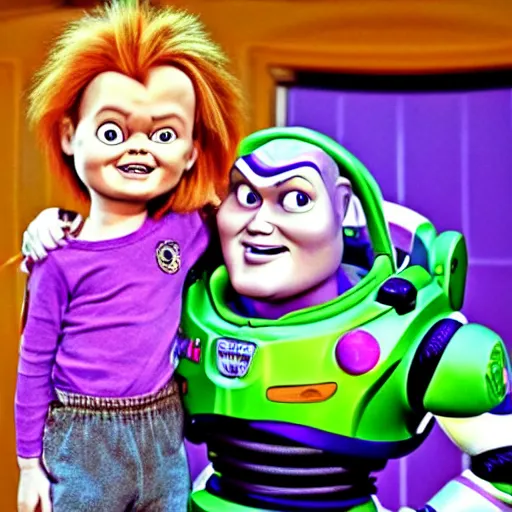 Prompt: Chucky and Buzz Lightyear