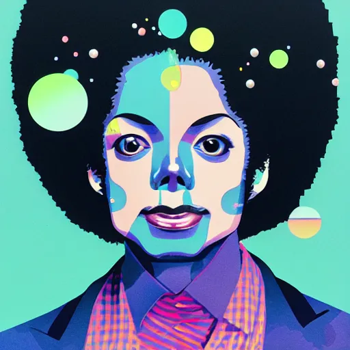 Prompt: a portrait of a michael jackson by inio asano, beeple and james jean, chiho aoshima color scheme