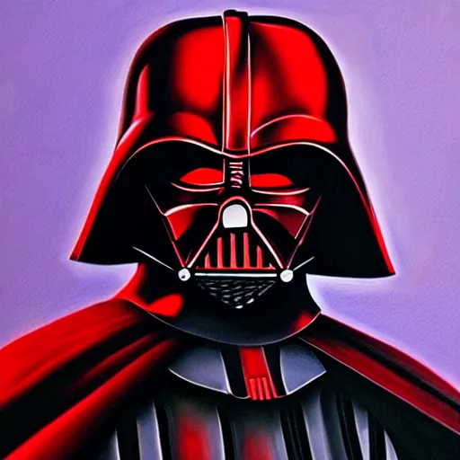 Image similar to darth vader, profile pic, red background, accurate anatomy, highly detailed, oil painting, epic,