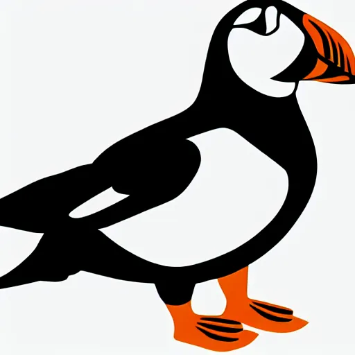 Image similar to flat single tone black vector silhouette of a puffin, pure white background, 4 k resolution