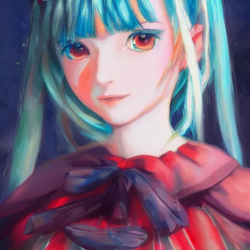 Prompt: cirno from the touhou project series as a baroque portrait painting. trending on danbooru, pixiv, artstation. art by kuvshinov, ilya.