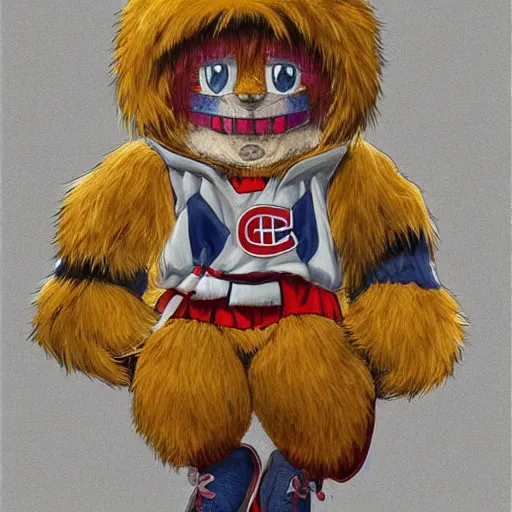 Image similar to anime Portrait of Youppi the Habs Montreal Canadiens Mascot as a very cute powerful and friendly pokemon, highly detailed anime, high evolution, 1990s, legendary, smooth, sharp focus, dynamic lighting, intricate, trending on ArtStation, illustration pokemon, art by WLOP