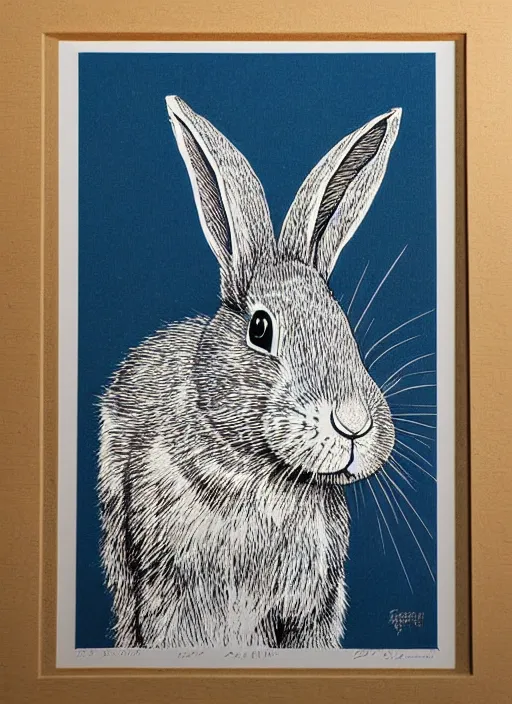 Image similar to rabbit woodcut print by Samuel Jessurun de Mesquita