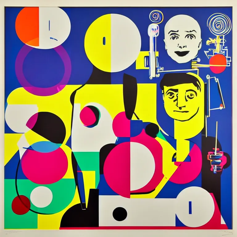 Image similar to ( ( ( ( ( a portrait of a robot family with soap bubbles, pop art ) ) ) ) ) by andy warhol, roy lichtenstein, claes oldenburg, james rosenquist and wayne thiebaud!!!!!!!!!!!!!!!!!!!!!!!!!!!!!!