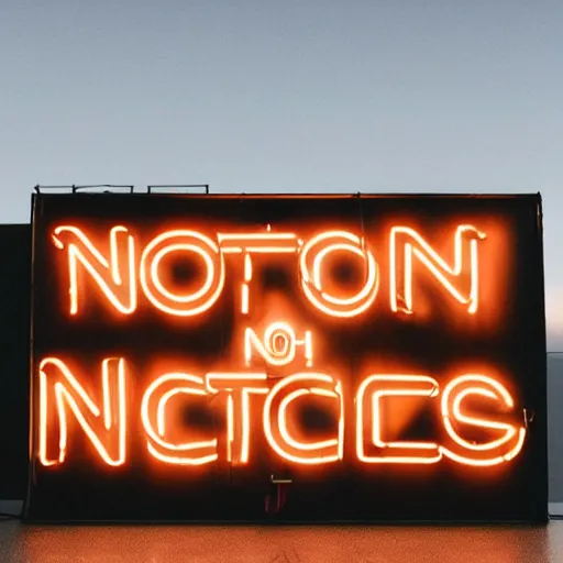 Image similar to a photo of a giant, neon sign that says no