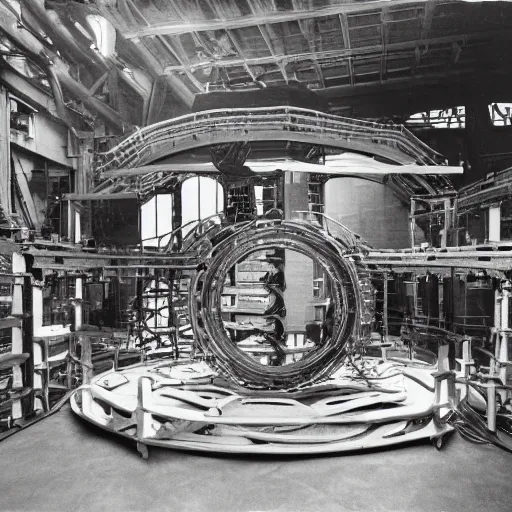 Prompt: photo of leonardo davinci building fusion reactor prototype by using wood and metal plates