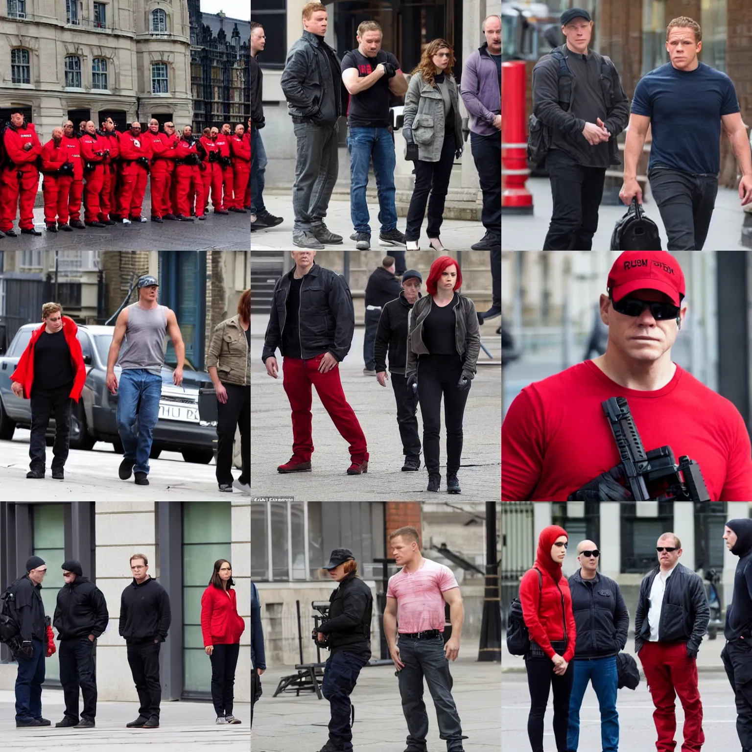 Prompt: Team Red goes undercover FBI while waiting on Jason Bourne to arrive in london